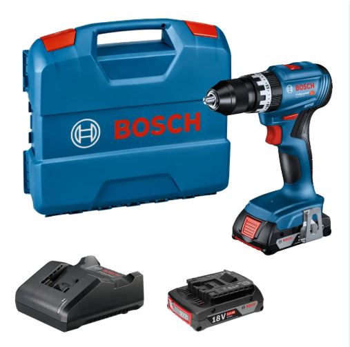 Iskupora / ruuvinväännin Bosch GSB 18V-65 Professional; 18 V; 2x2,0 Ah akku.; kuljetuslaatikolla