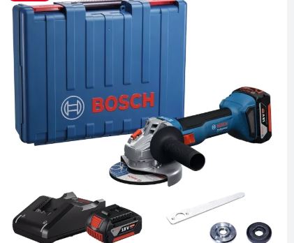 Akkukäyttöinen kulmahiomakone Bosch GWS 18V-8 Professional; 125 mm; 18 V; 2x4,0 Ah akku.; kuljetuslaatikolla