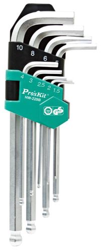 Kuusiokoloavain Proskit HW-229B; 1,5-10 mm; 9 kpl.