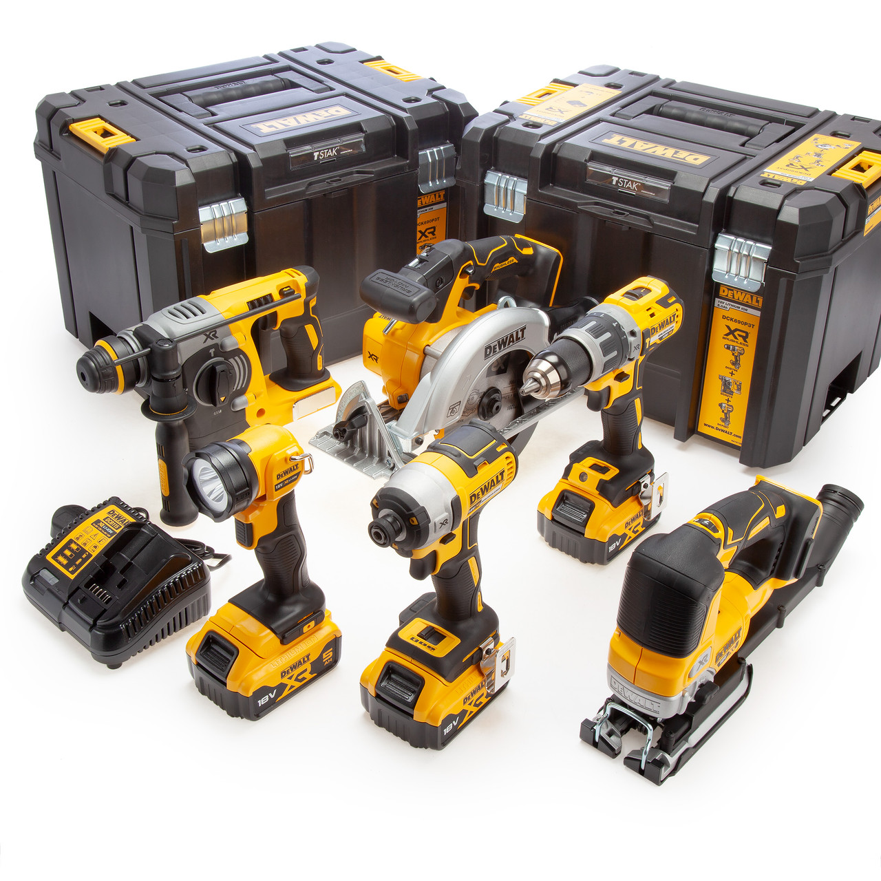 Työkalusarja DeWalt DCK690P3T-QW (DCD796+DCF887+DCS565+DCS334+DCH273+DCL040); 18V; 3x5,0 Ah akku