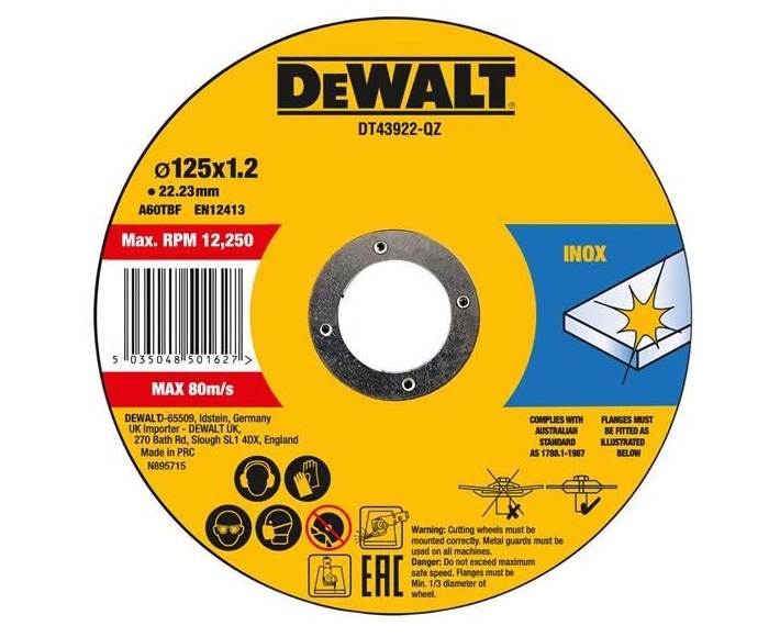 Katkaisulaikka DeWalt DT43922-QZ; 125x22,23x1,2 mm; 10 kpl.