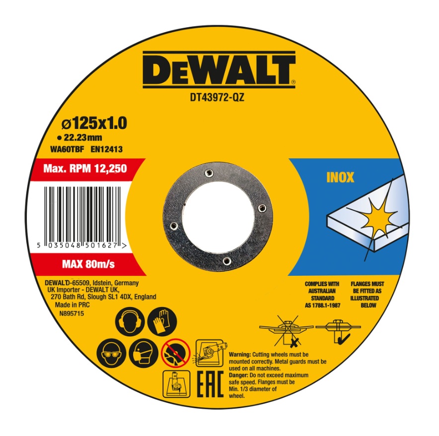 Hiova katkaisulaikka DeWalt DT43972-QZ; 125x22,23x1,0 mm; 10 kpl.