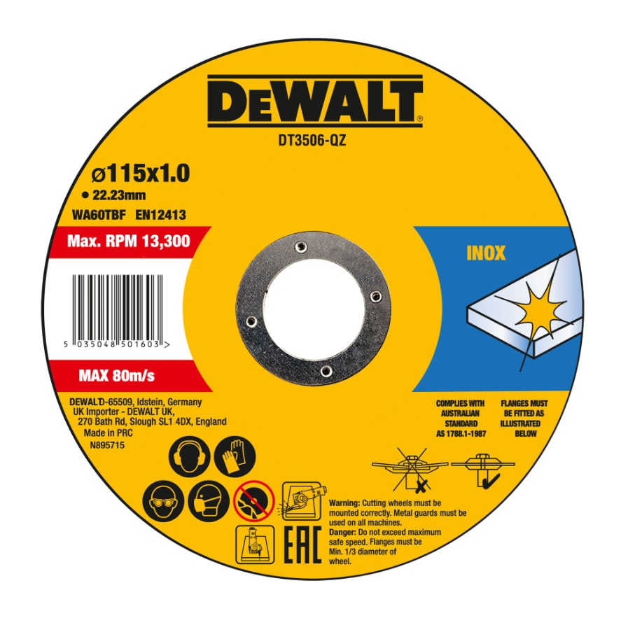 Hiova katkaisulaikka DeWalt DT3506-QZ; 115x22,23x1,0 mm; 10 kpl.