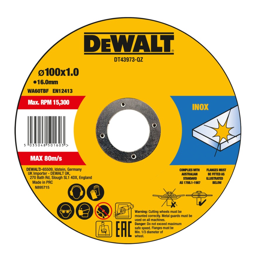Hiova katkaisulaikka DeWalt DT43973-QZ; 100x16x1,2 mm; 10 kpl.