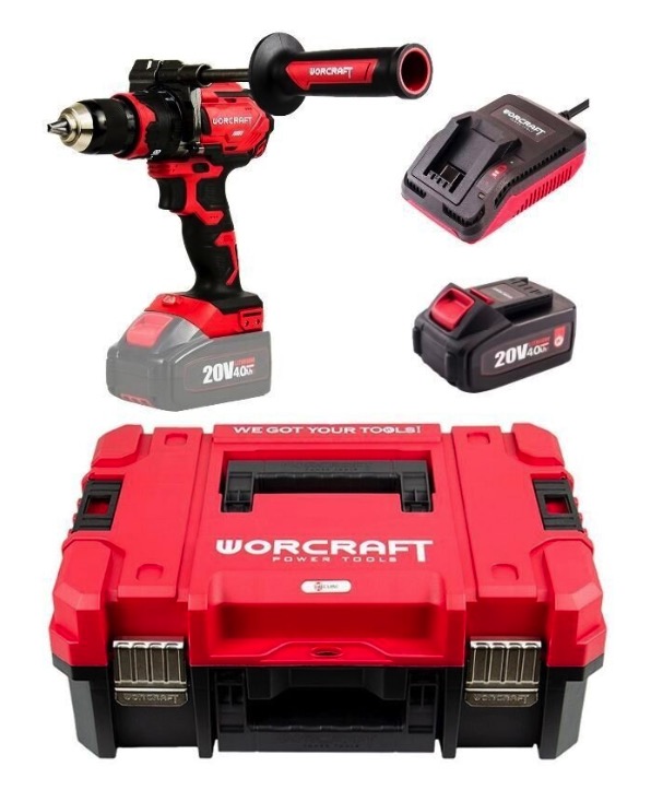 Iskupora / ruuvinväännin Worcraft CHDS20LIBHX; 20 V; 1x4,0 Ah akku