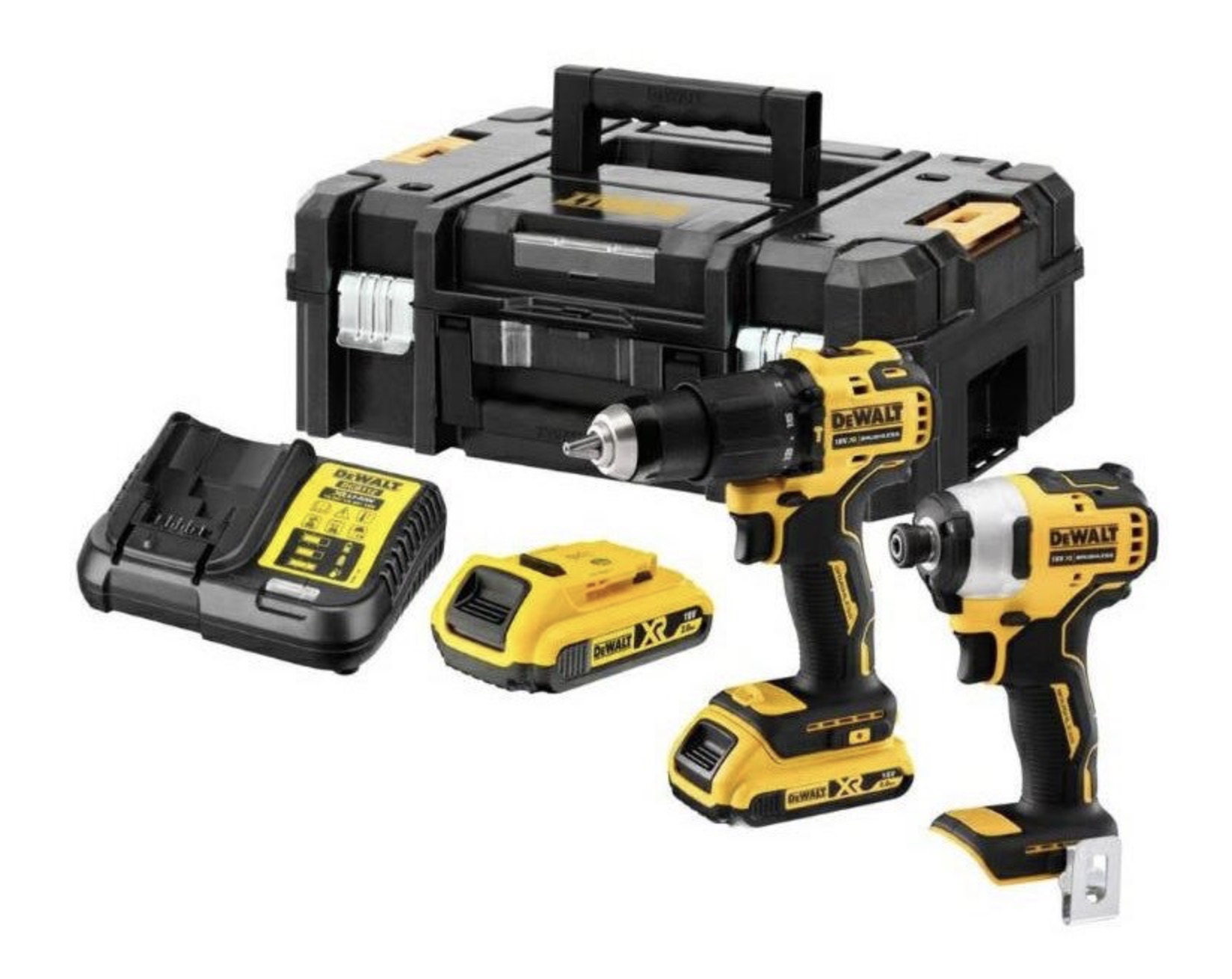 Työkalusarja DeWalt DCK2060L2T-QW (DCD778 + DCF787); 18 V; 2x3,0 Ah akku