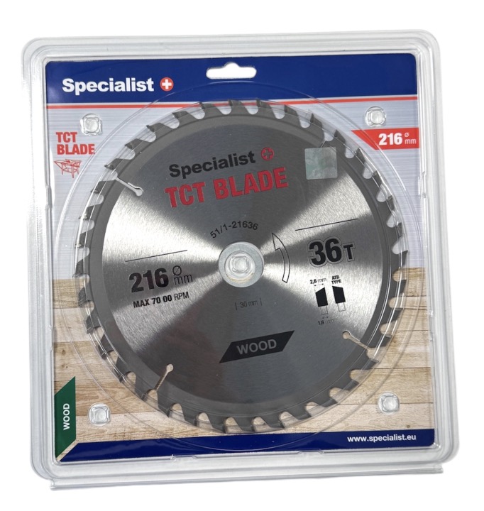 Katkaisuterä puulle Specialist+ Wood; 216x30/20 mm; Z36