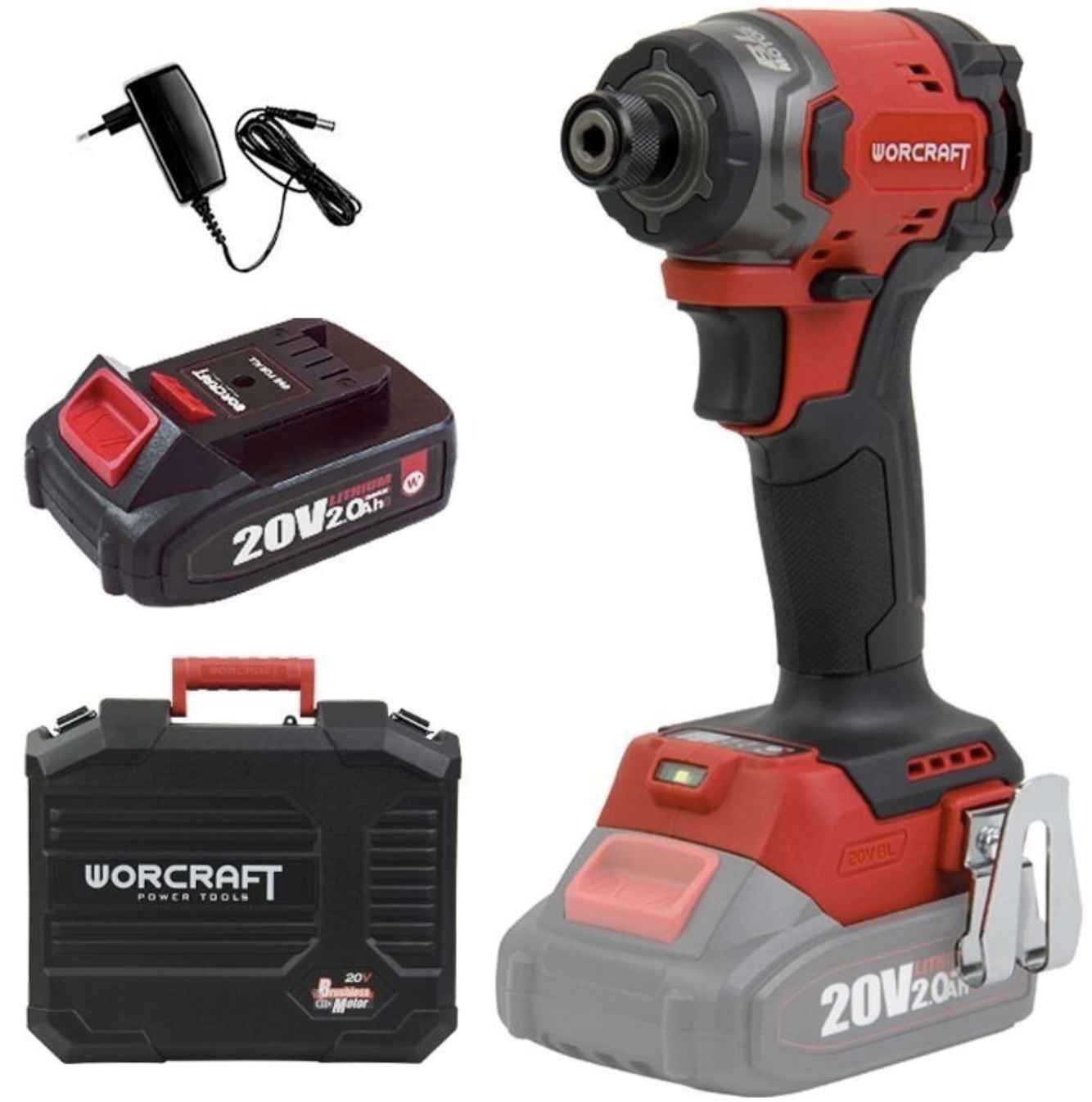 Iskuruuvinväännin Worcraft CIS?S20LiBM-260; 20 V; 1x2,0 Ah akku