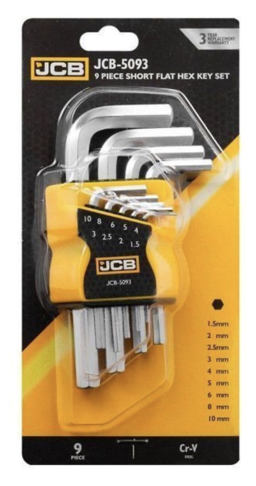 Kuusiokoloavain JCB 5093; 1,5-10 mm; 9 kpl.
