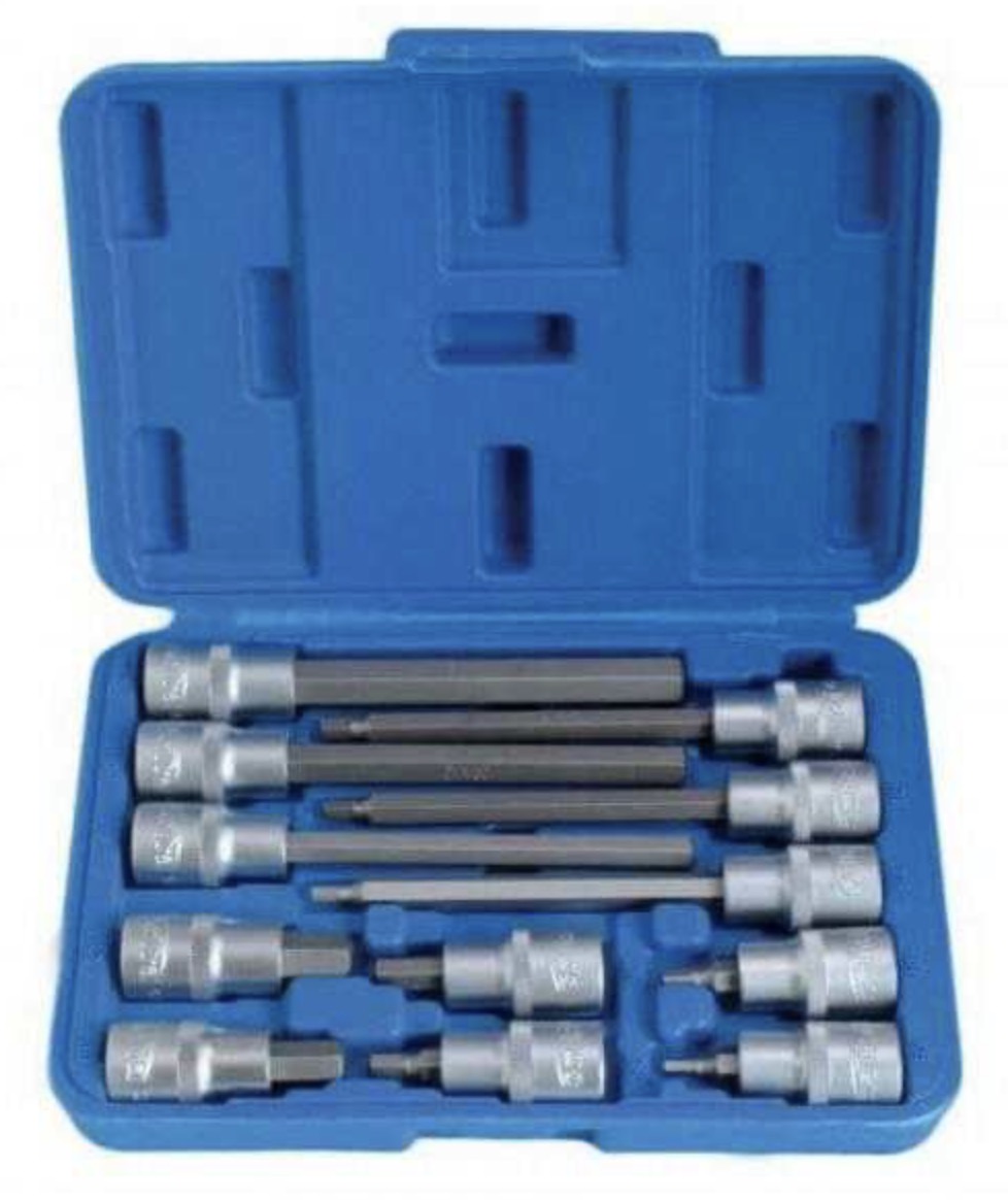 Hylsysarja Hex-kärkien kanssa SATRA S-SH1212L; 1/2''; 12 kpl.