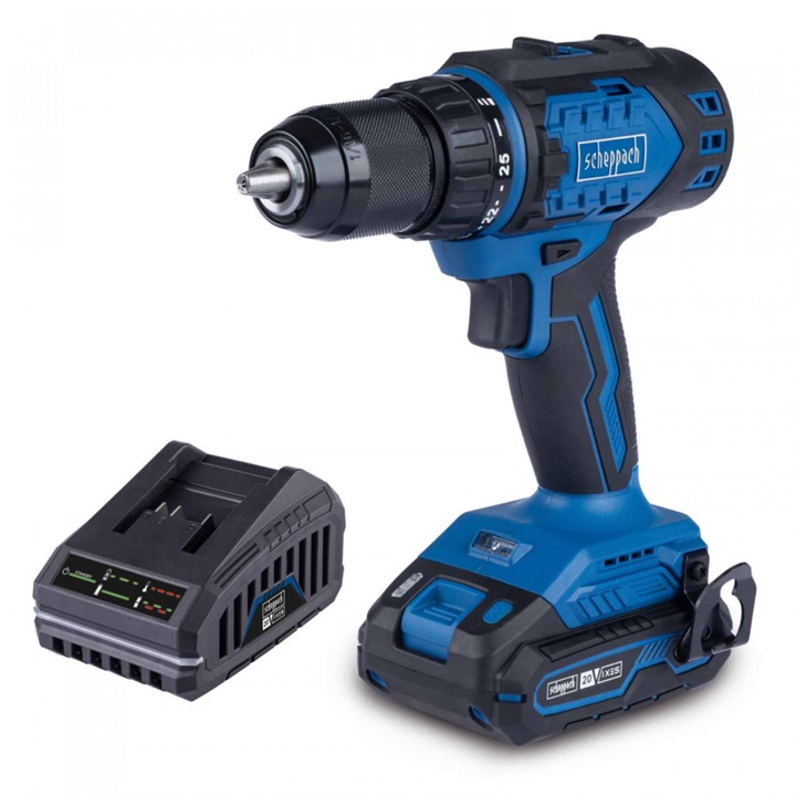 Pora/ruuvinväännin Scheppach BC-DD60-X; 20 V; 1x2,0 Ah akku