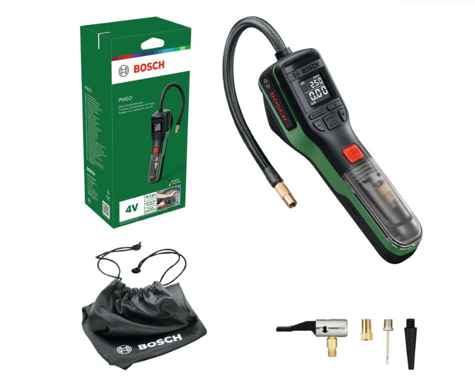 Akkukäyttöinen ilmapumppu Bosch PNEO 4V; 4 V; 1x3,0 Ah akku
