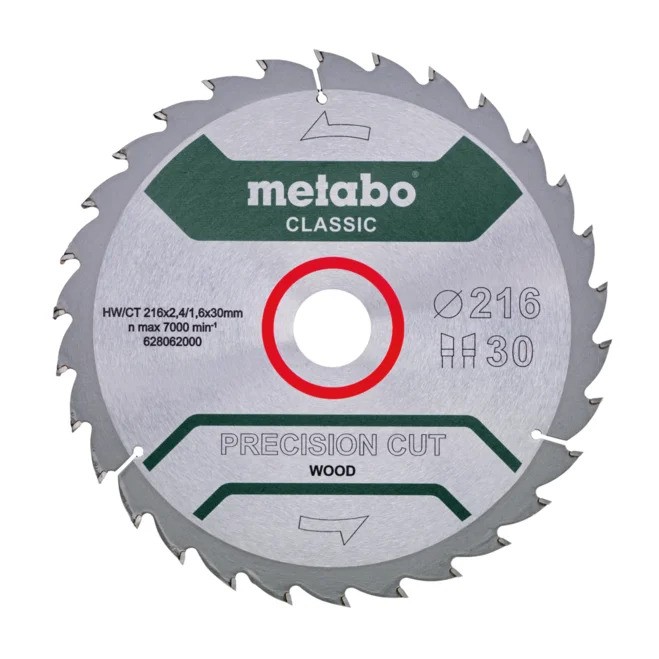 Katkaisuterä puulle Metabo HW/CT PRECISION CUT WOOD - CLASSIC; 216x30x30 mm; 22°