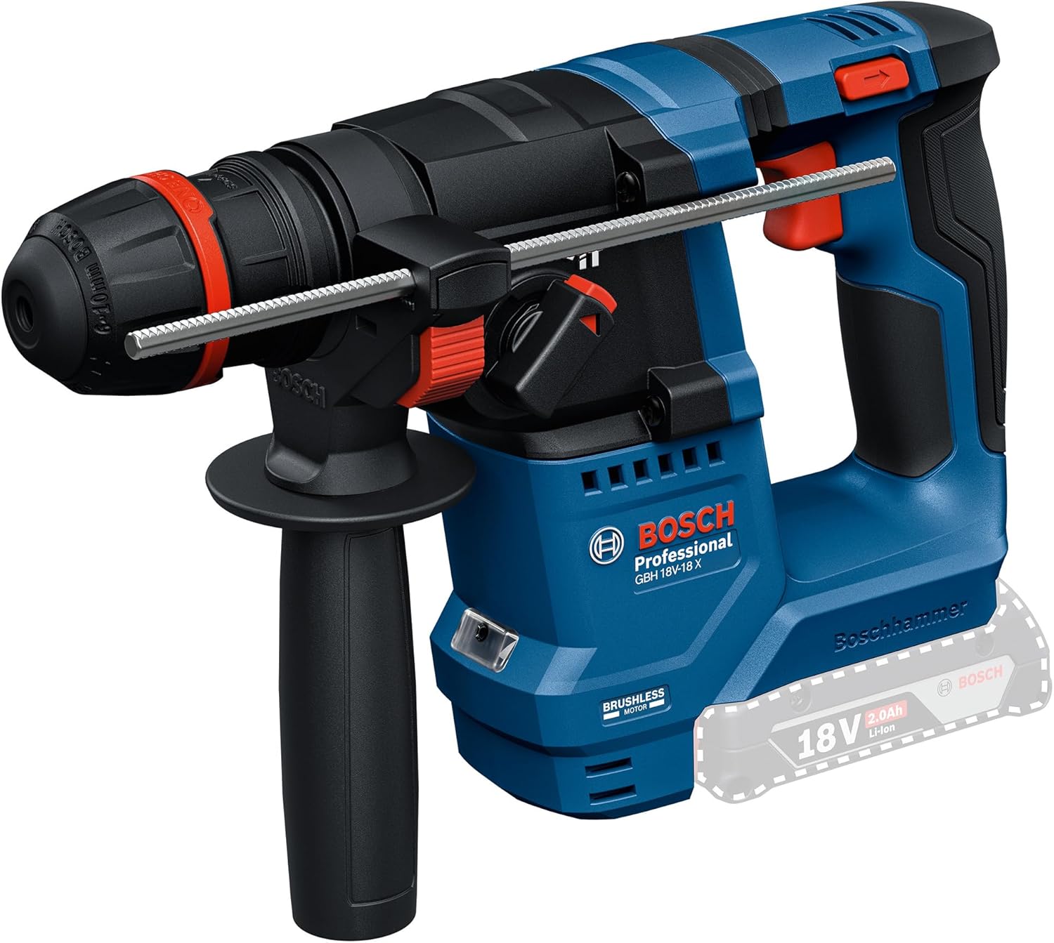 Akkukäyttöinen poravasara Bosch GBH 18V-18 X Professional; 1,5 J; 18 V (ilman akkua ja laturia)