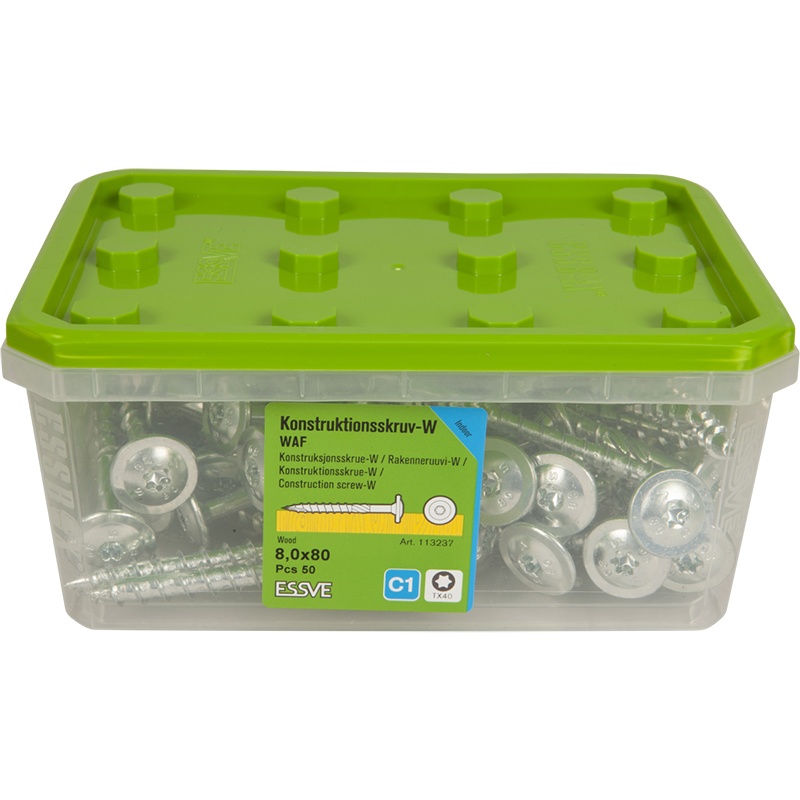 Puuruuvi Essve 113237; 8,0x80 mm; TX40; 50 kpl.