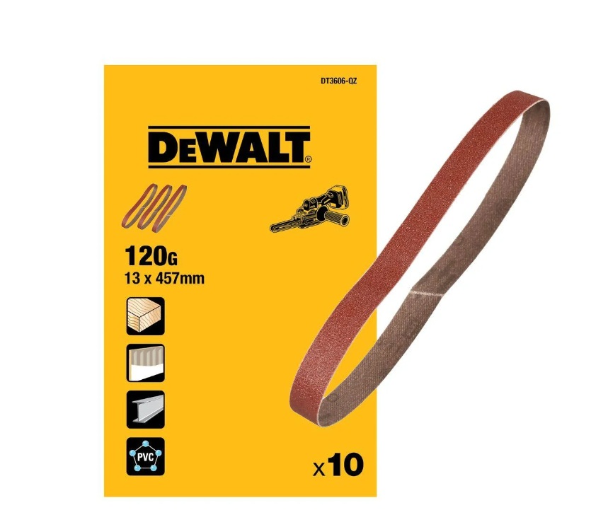 Hiomanauhasarja 10 DeWalt DT3606-QZ; 13 mm; 457 mm; 120; 10 kpl.