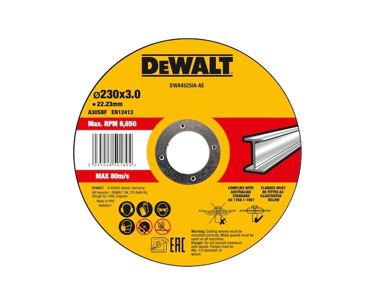 Hiova katkaisulaikka DeWalt DWA4525IA-AE; 230 mm; 3 mm; 10 kpl.