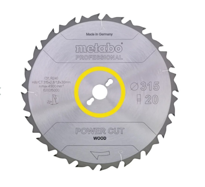 Katkaisuterä puulle Metabo 628015000; 315x30 mm; Z20; 22°