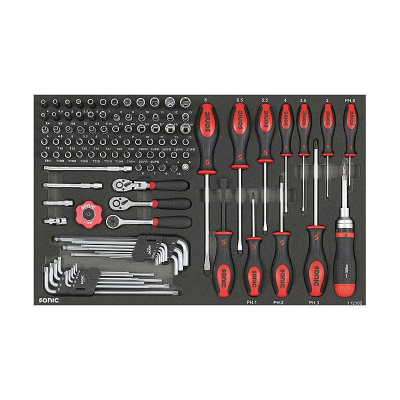 Työkalusarja  Sonic Equipment 112102; 1/4''; 121 kpl.