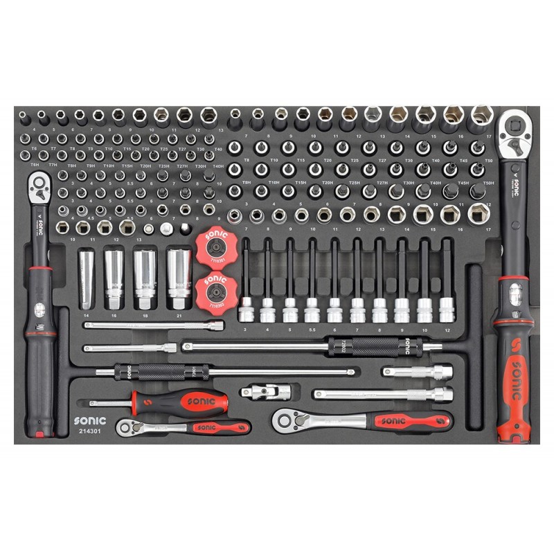 Työkalusarja  Sonic Equipment 214301; 1/4''; 3/8''; 143 kpl.