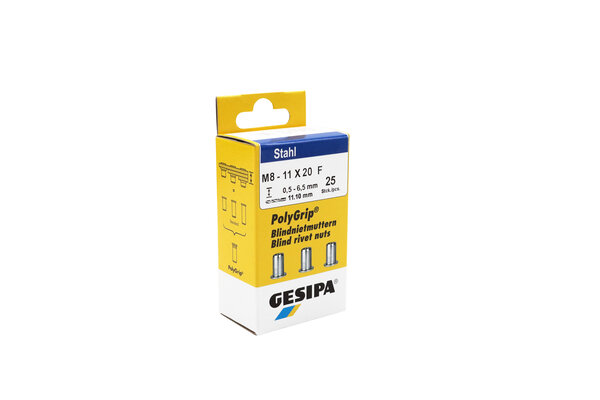 Niitit Gesipa 1464915; M8; 11x20 mm; 25 kpl.