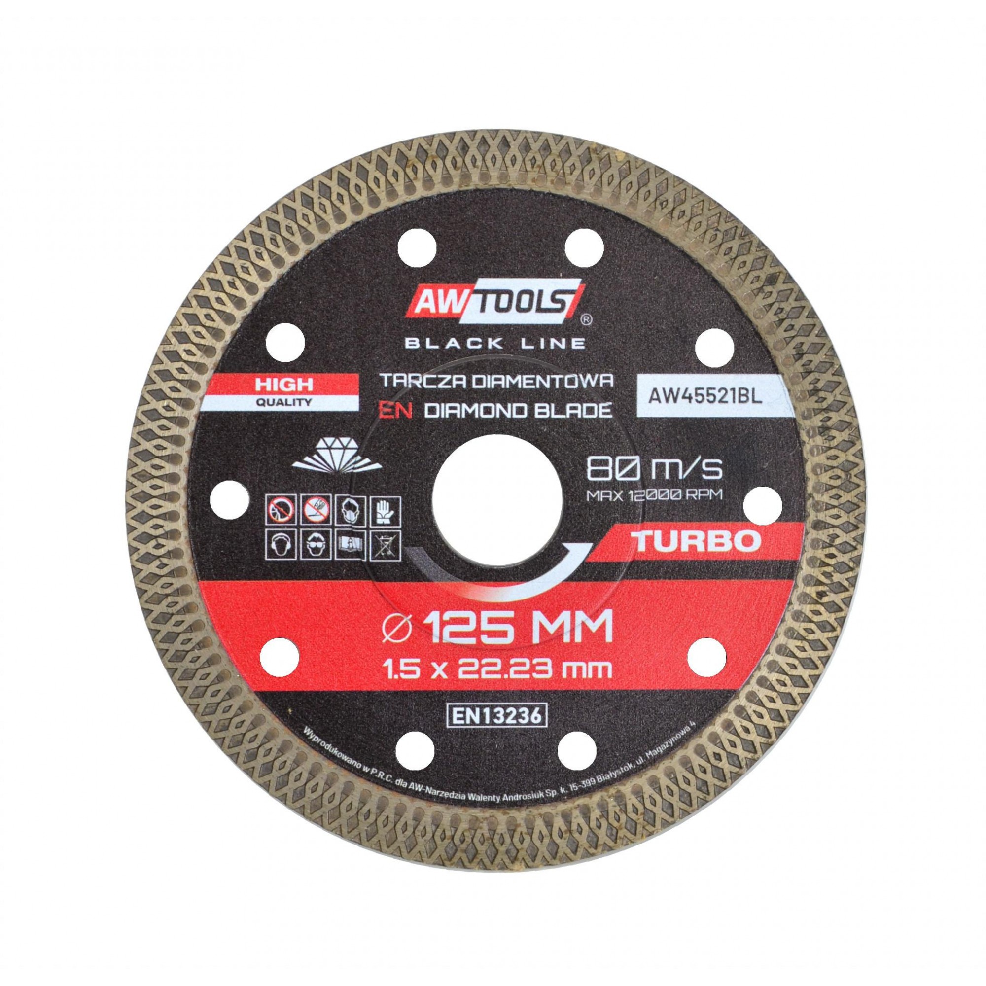 Timanttilaikka AWTools AW45521BL; 125x1,5x22,2 mm