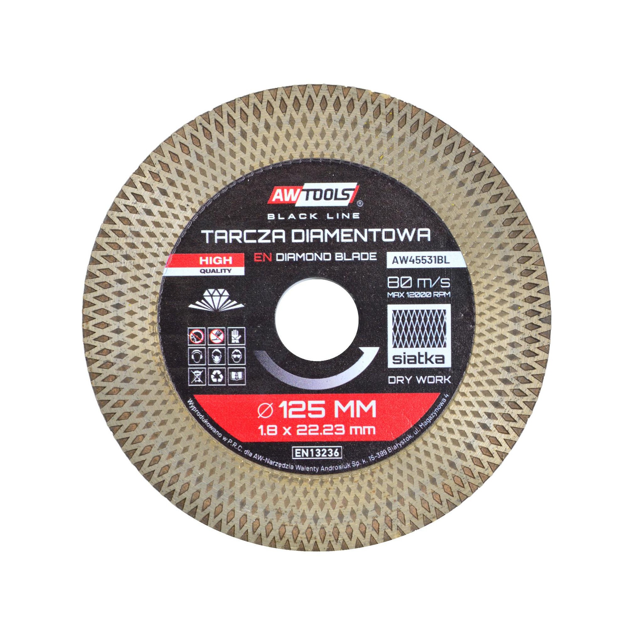 Timanttilaikka AWTools AW45531BL; 125x1,9x22,2 mm