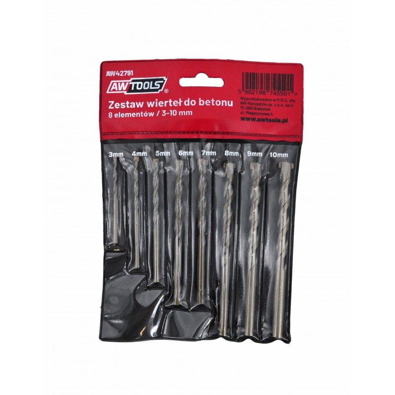 Poranterät metalliin AWTools AW42791; TCT; 3-10 mm; 8 kpl.