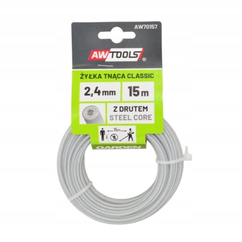 Leikkuulanka AWTools AW70157; 2,4 mm; 15 m