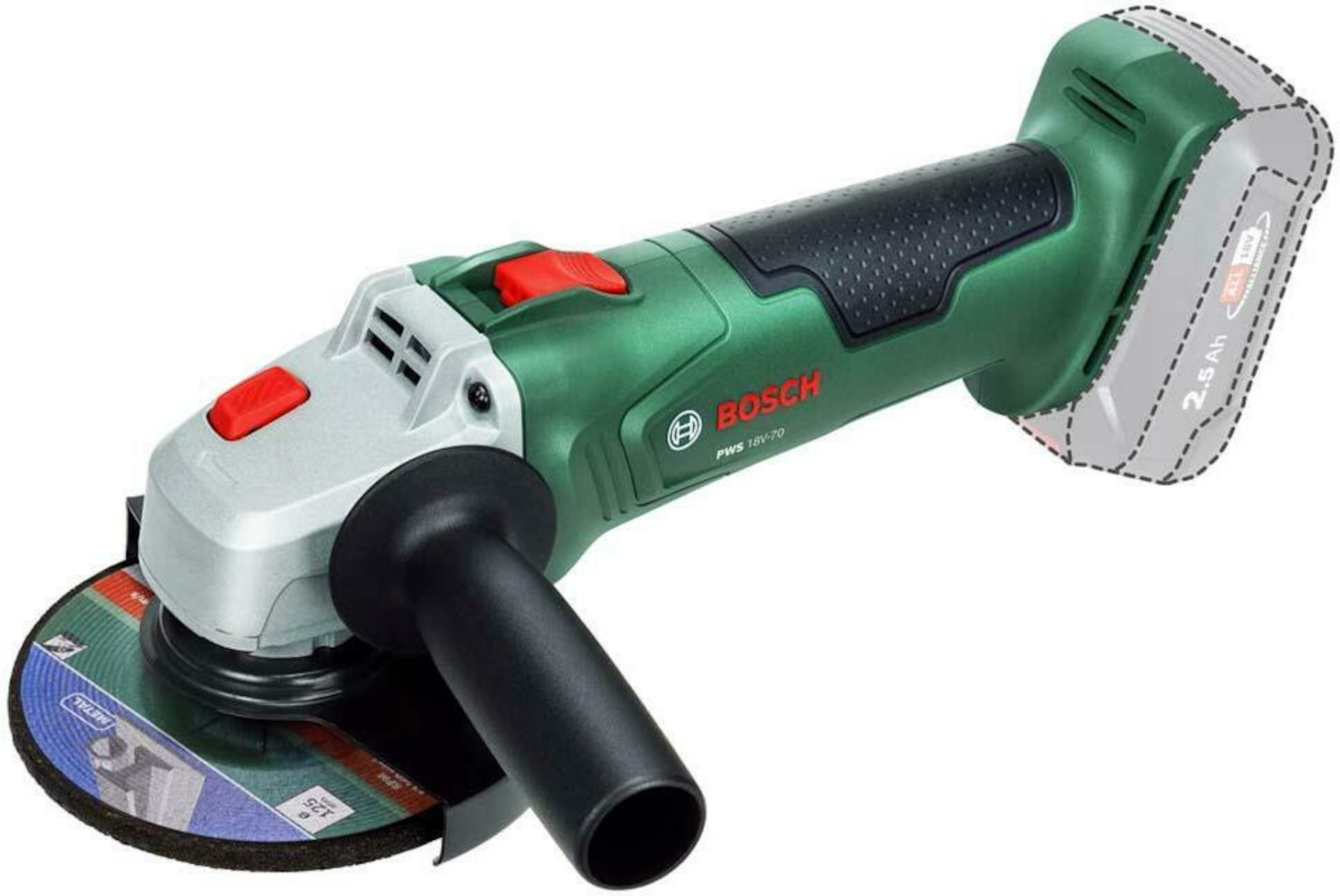Akkukäyttöinen kulmahiomakone Bosch PWS 18V-70; 125 mm (ilman akkua ja laturia)
