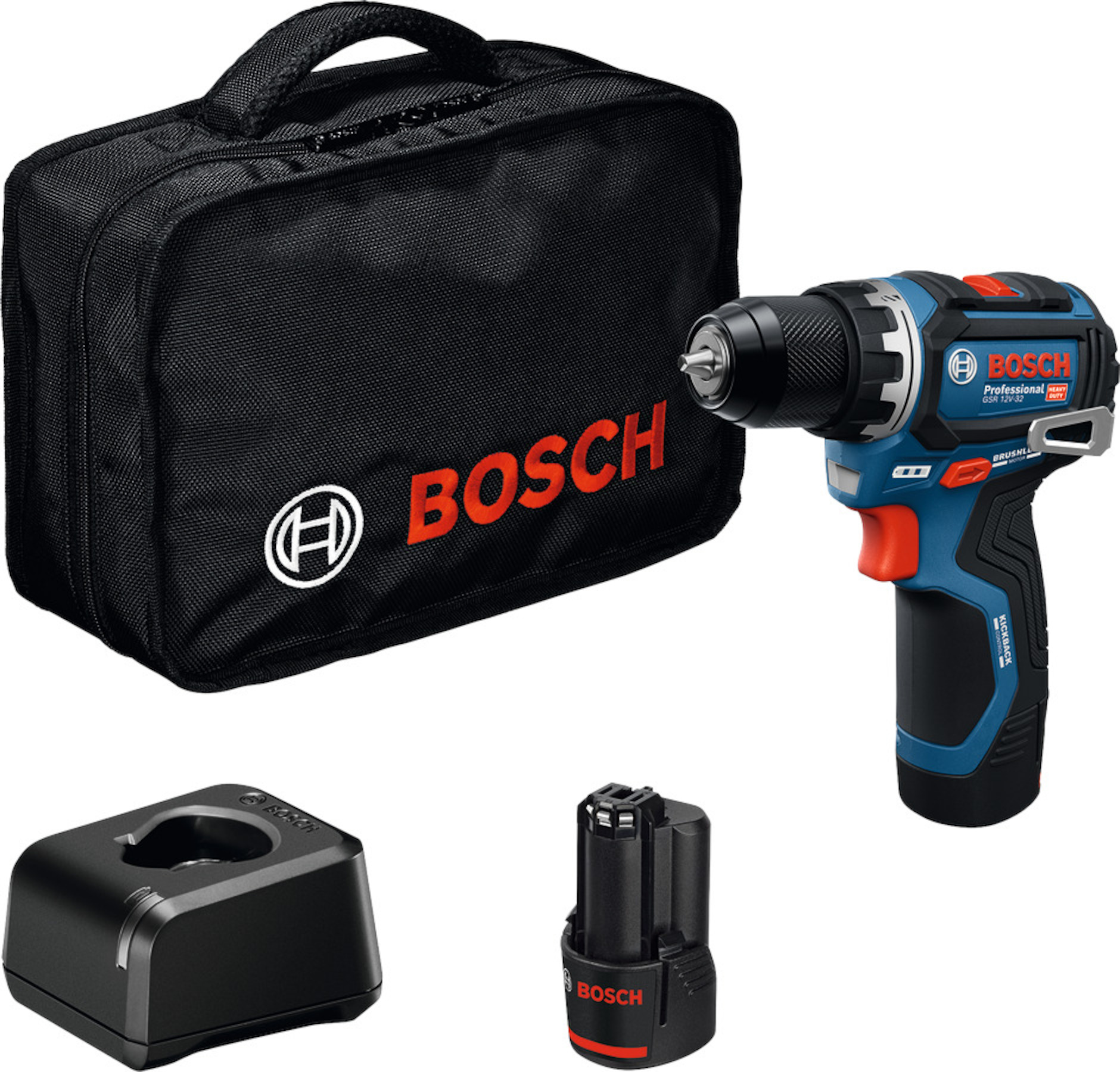 Pora/ruuvinväännin Bosch GSR 12V-32; 2x2,0 Ah