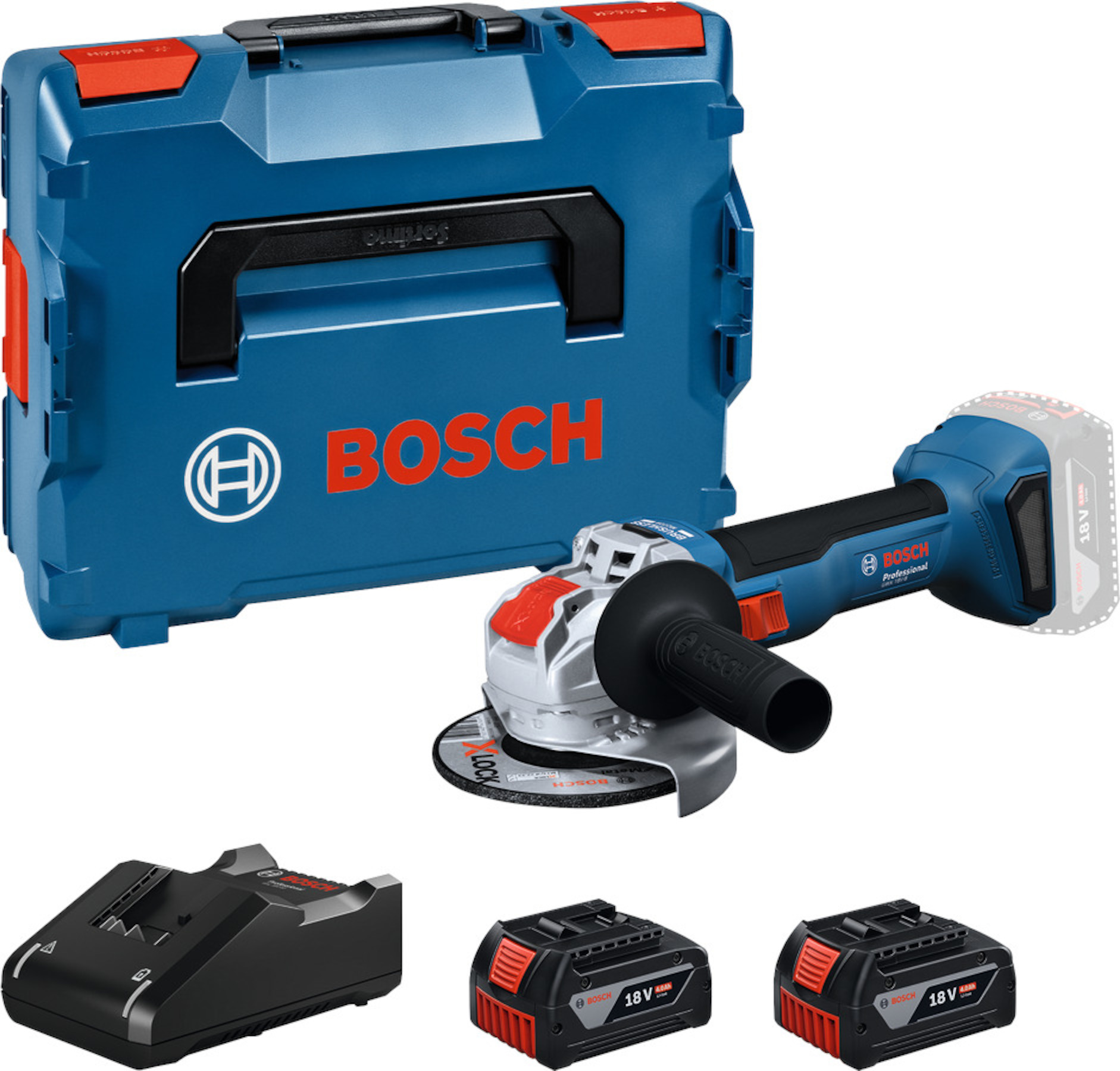 Kulmahiomakone Bosch GWX 18V-8; 125 mm; 2x4,0 Ah