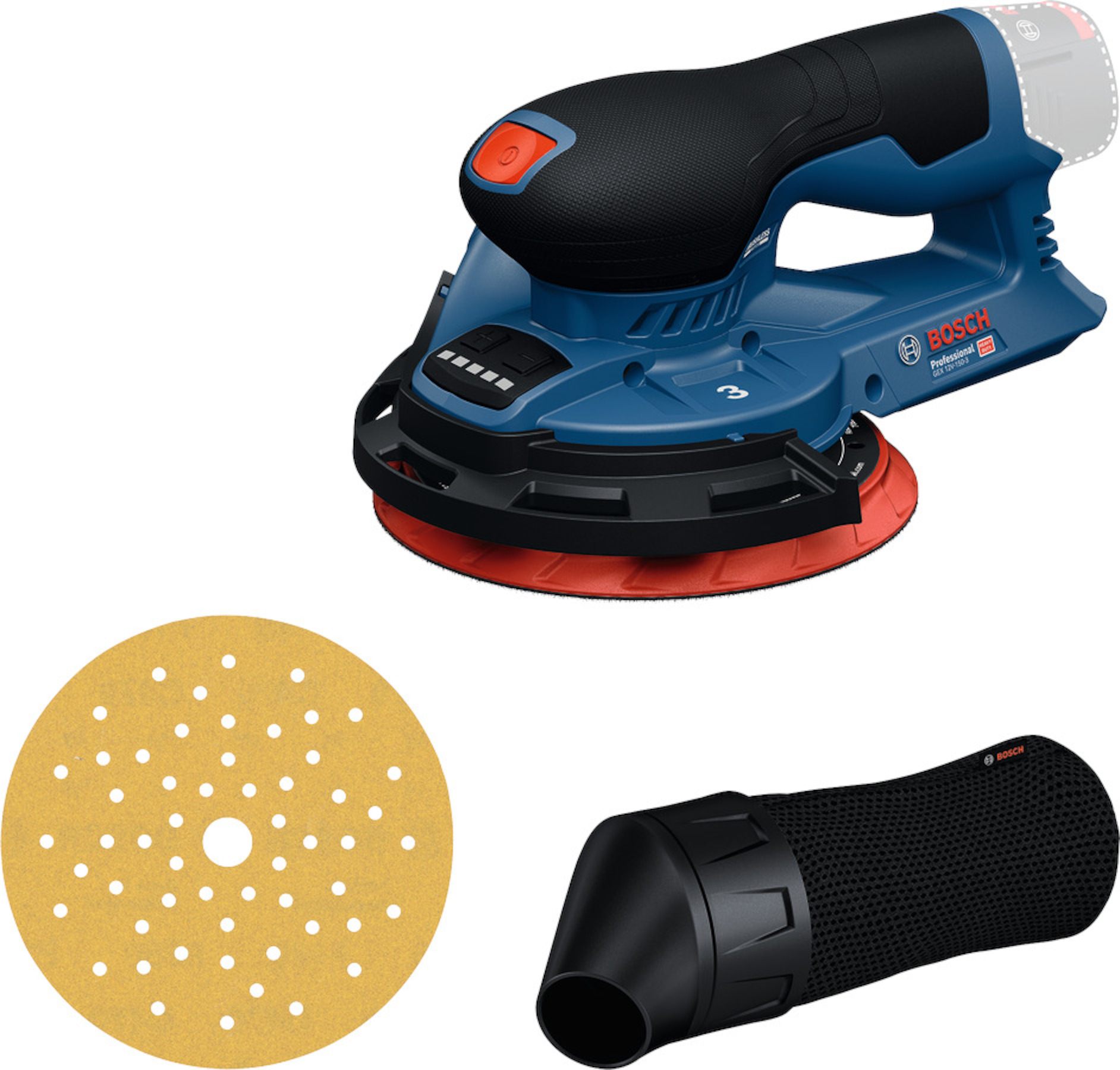 Epäkeskohiomakone Bosch GEX 12V-150-3; 12 V; 150 mm (ilman akkua ja laturia)
