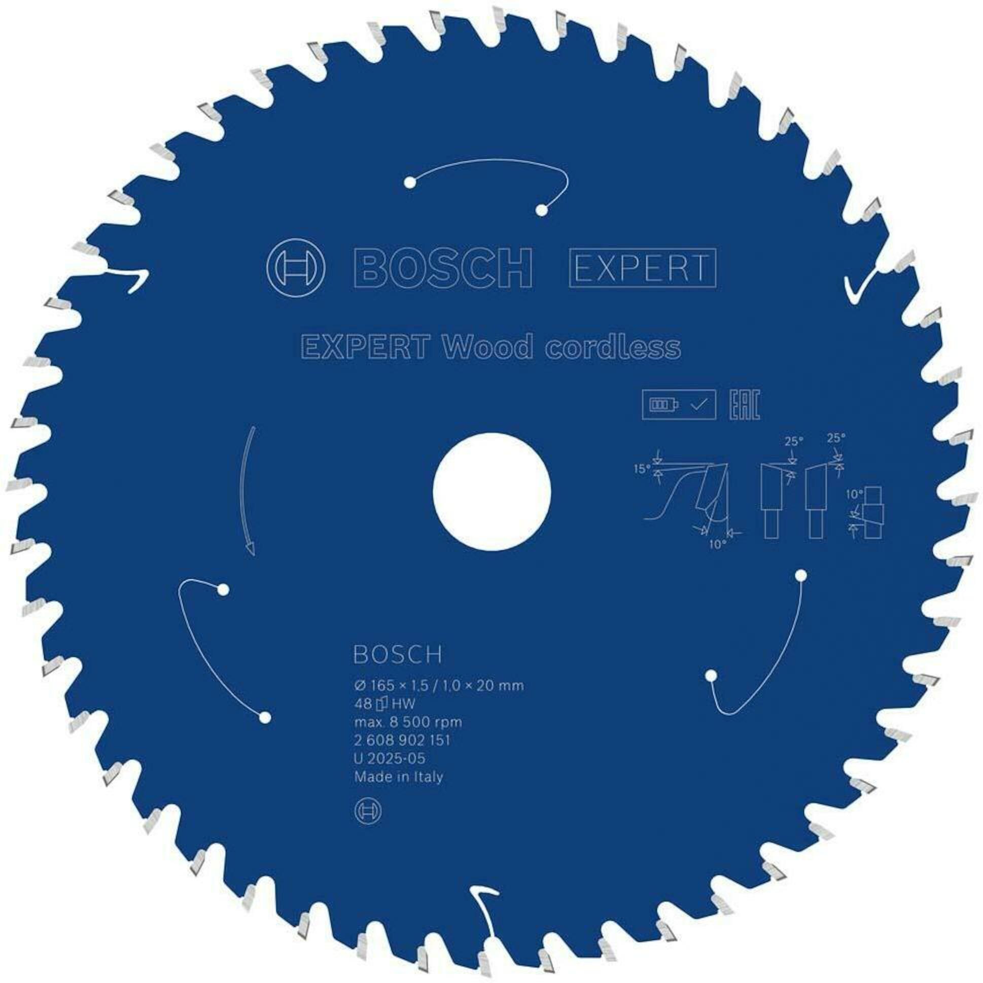Katkaisuterä puulle Bosch EXPERT; 165 x 1,5/1 x 20 mm; Z48