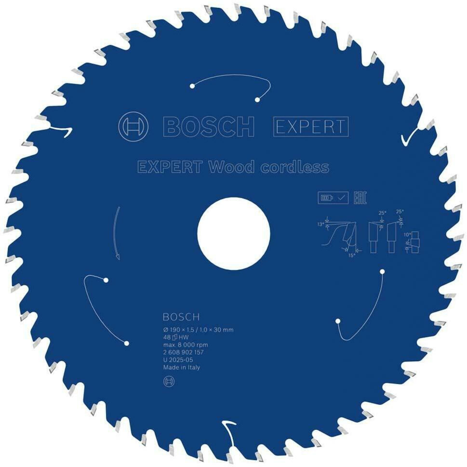 Katkaisuterä puulle Bosch EXPERT; 190 x 1,5/1 x 30 mm; Z48