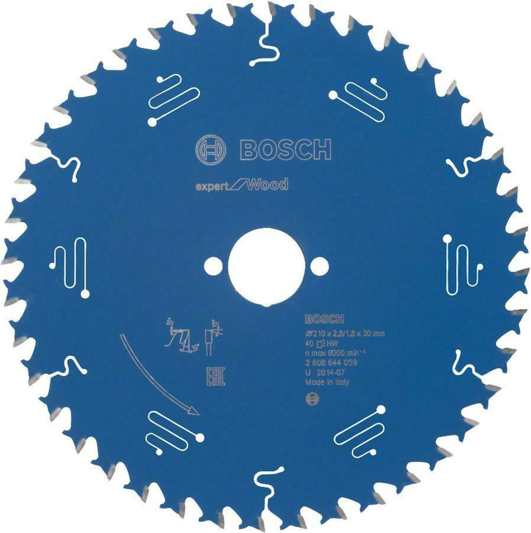 Katkaisuterä puulle Bosch 2608644059; 210 x 30 x 2,8 mm; Z40