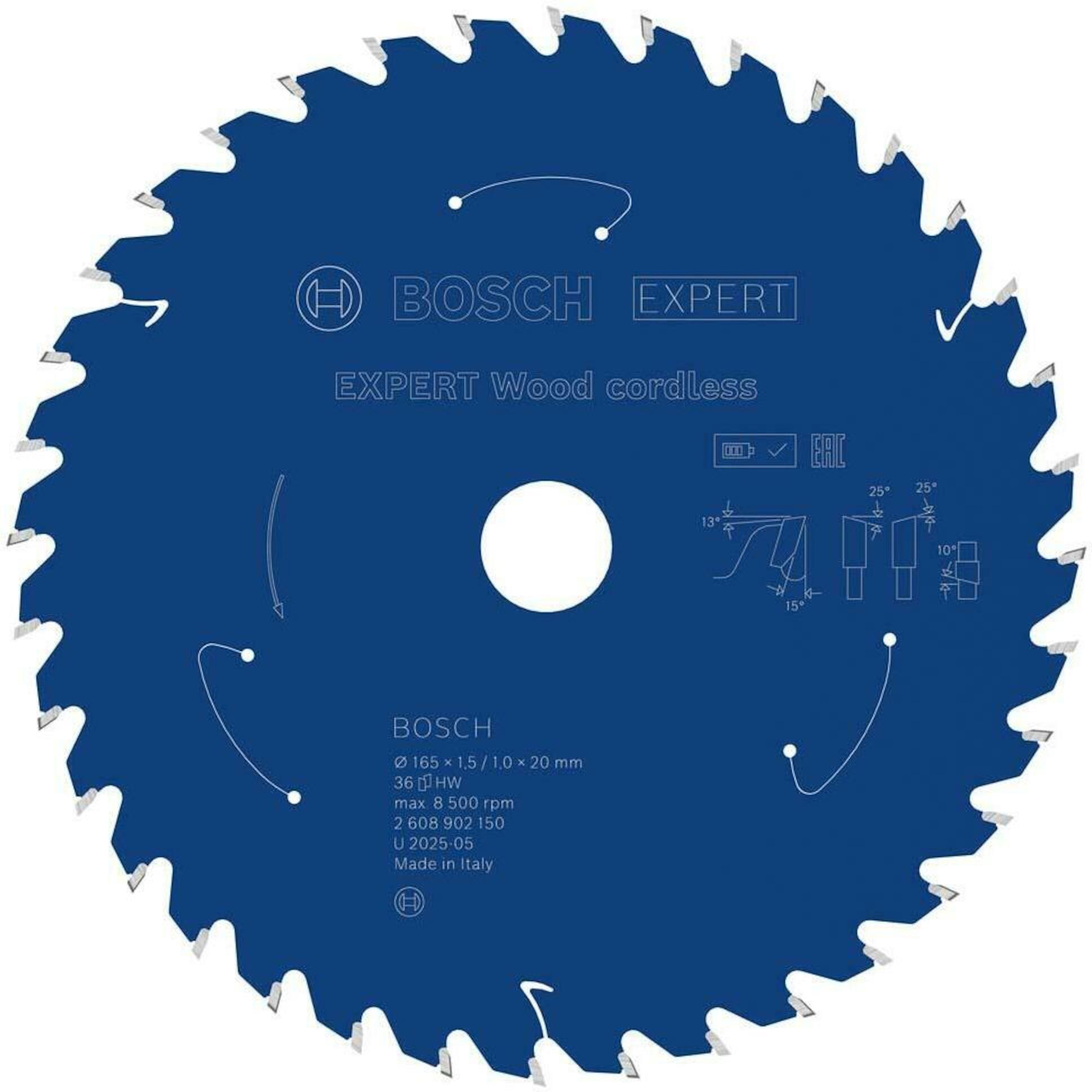 Katkaisuterä puulle Bosch EXPERT Wood; 165 x 1,5/1 x 20 mm; Z36