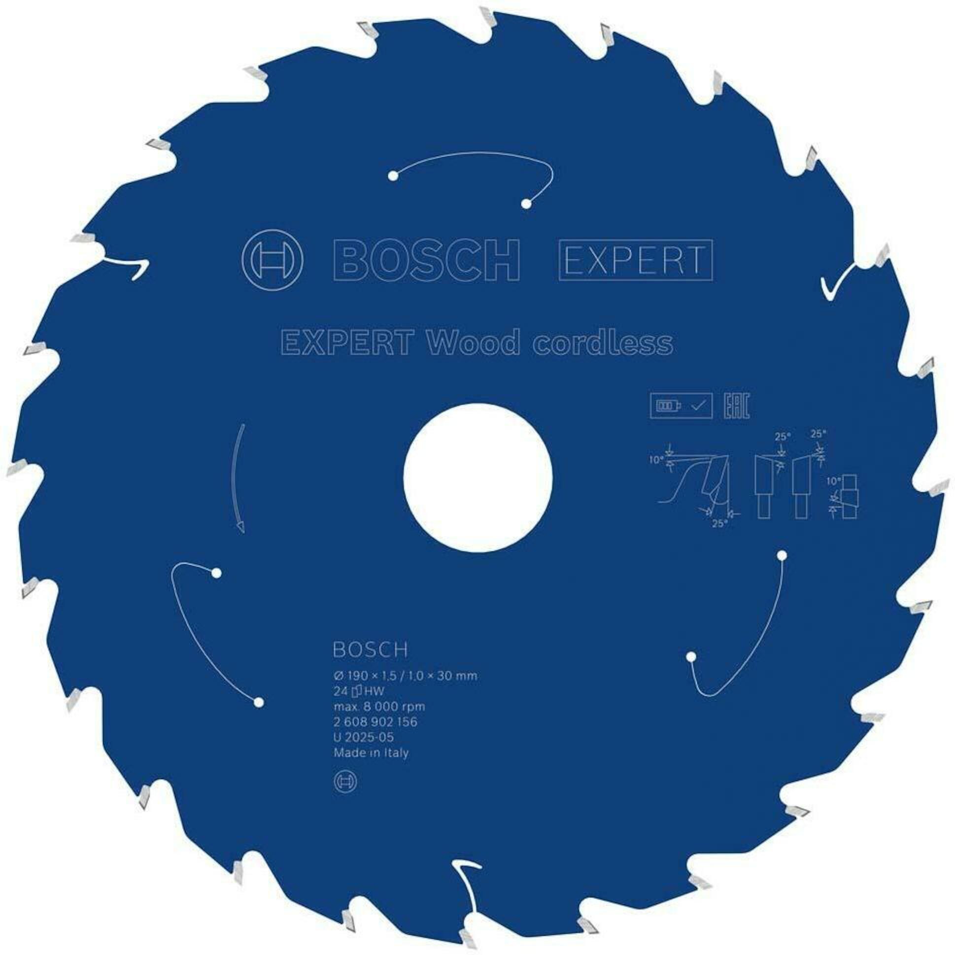 Katkaisuterä puulle Bosch EXPERT Wood; 190x1,5/1x30 mm; z24