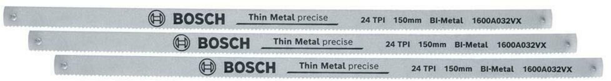 Rautasahan terä Bosch 1600A032UL; TPI24; 150 mm; 3 kpl.