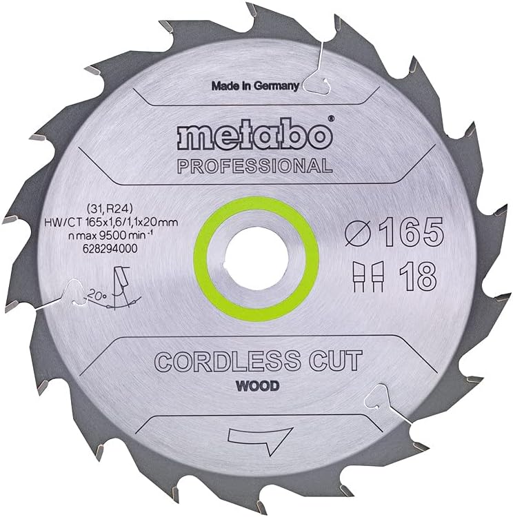 Katkaisuterä puulle Metabo 628295000; DI; 165x20 mm; Z36; 15°