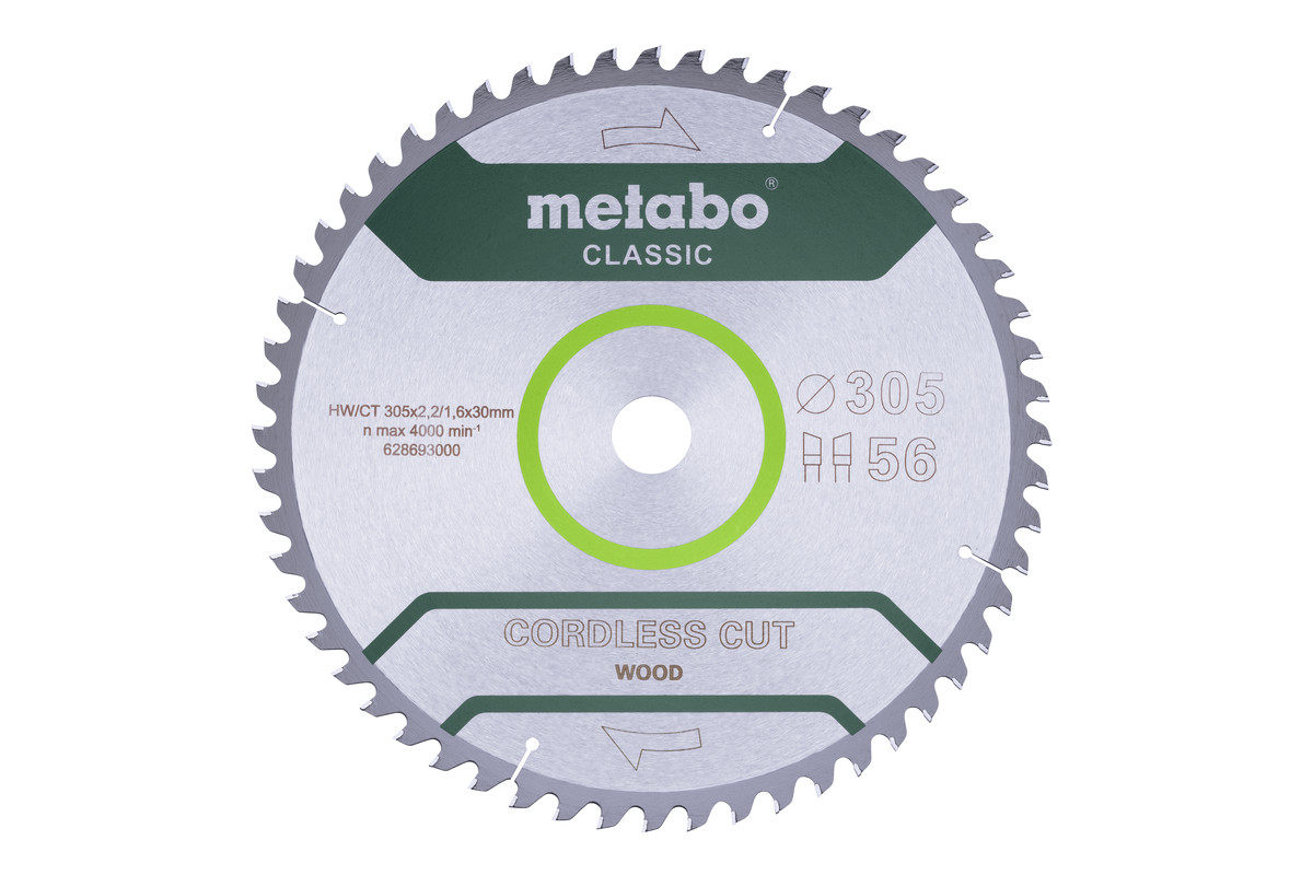 Katkaisuterä puulle Metabo 628693000; WZ; 305x30 mm; Z56; 5°
