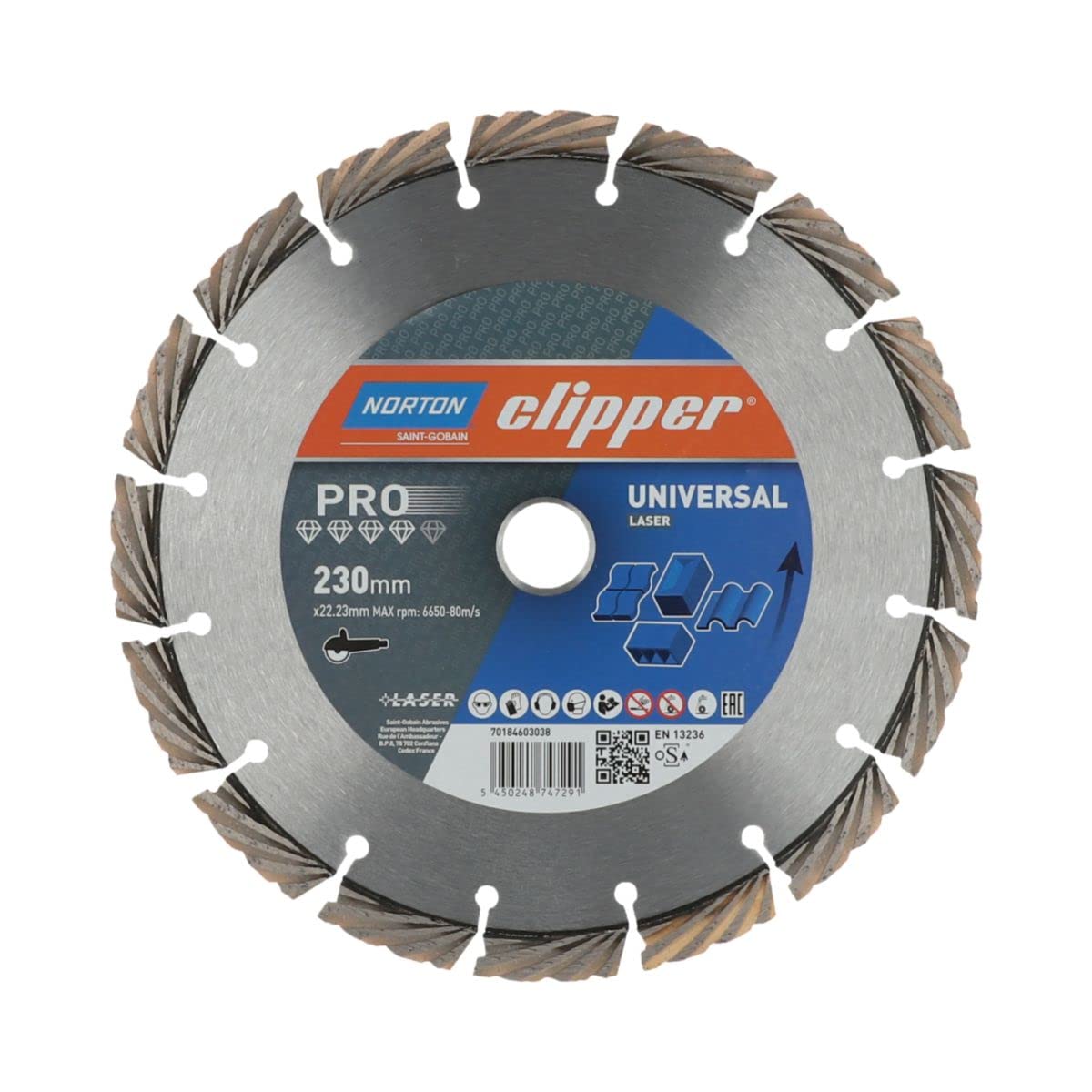 Timanttikatkaisulaikka Norton CLIPPER PRO UNIVERSAL LASER; 230x22,23 mm