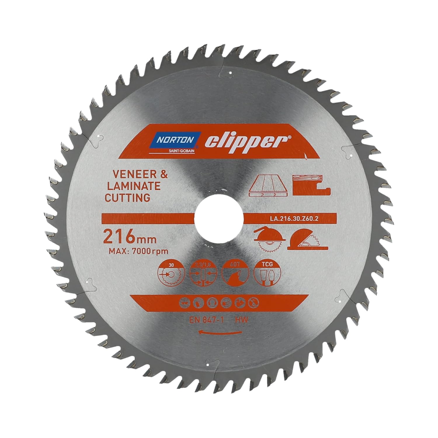 Katkaisuterä puulle Norton Clipper; 216x30 mm; Z60