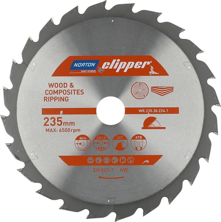 Katkaisuterä puulle Norton 70184608062; 235x30 mm; Z24