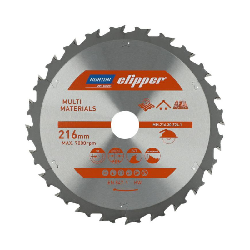 Katkaisuterä puulle Norton 70184608130; 216x30 mm; Z24