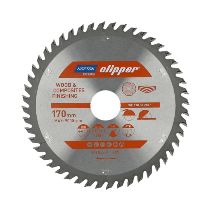 Katkaisuterä puulle Norton 70184608092; 170x30 mm; Z48