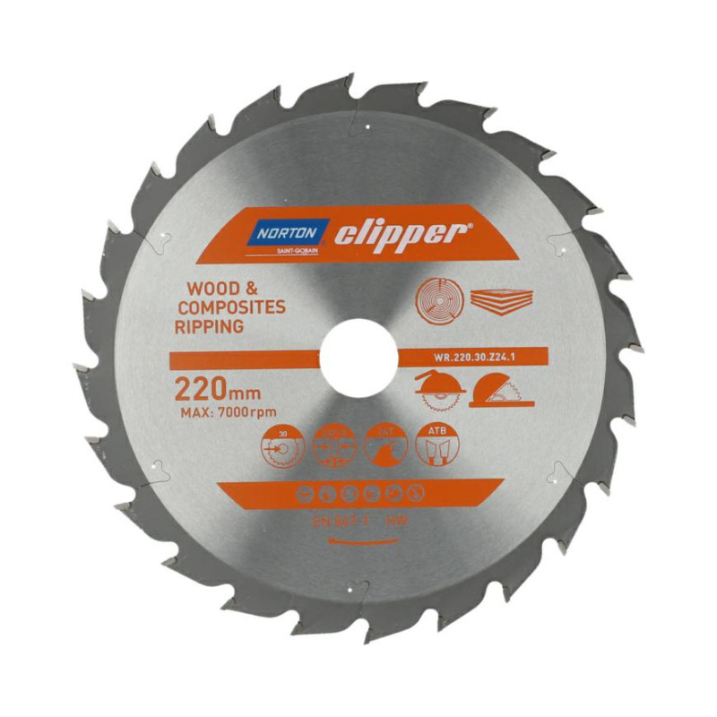 Katkaisuterä puulle Norton 70184608058; 220x30 mm; Z24