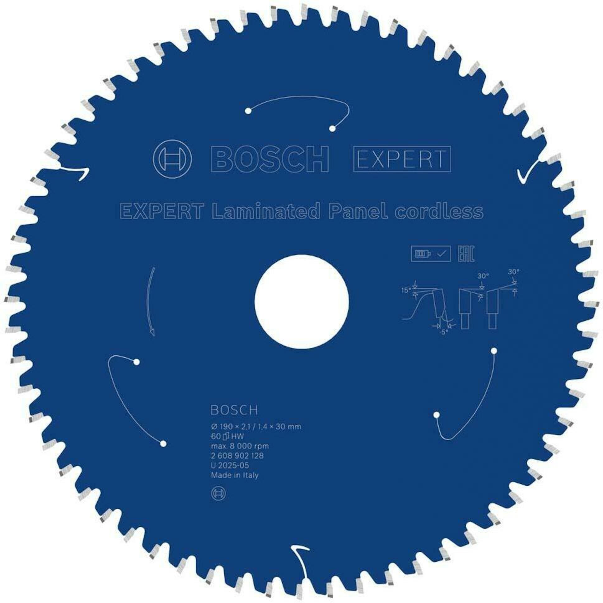 Katkaisuterä puulle Bosch 2608902128; 190x30 mm; Z60