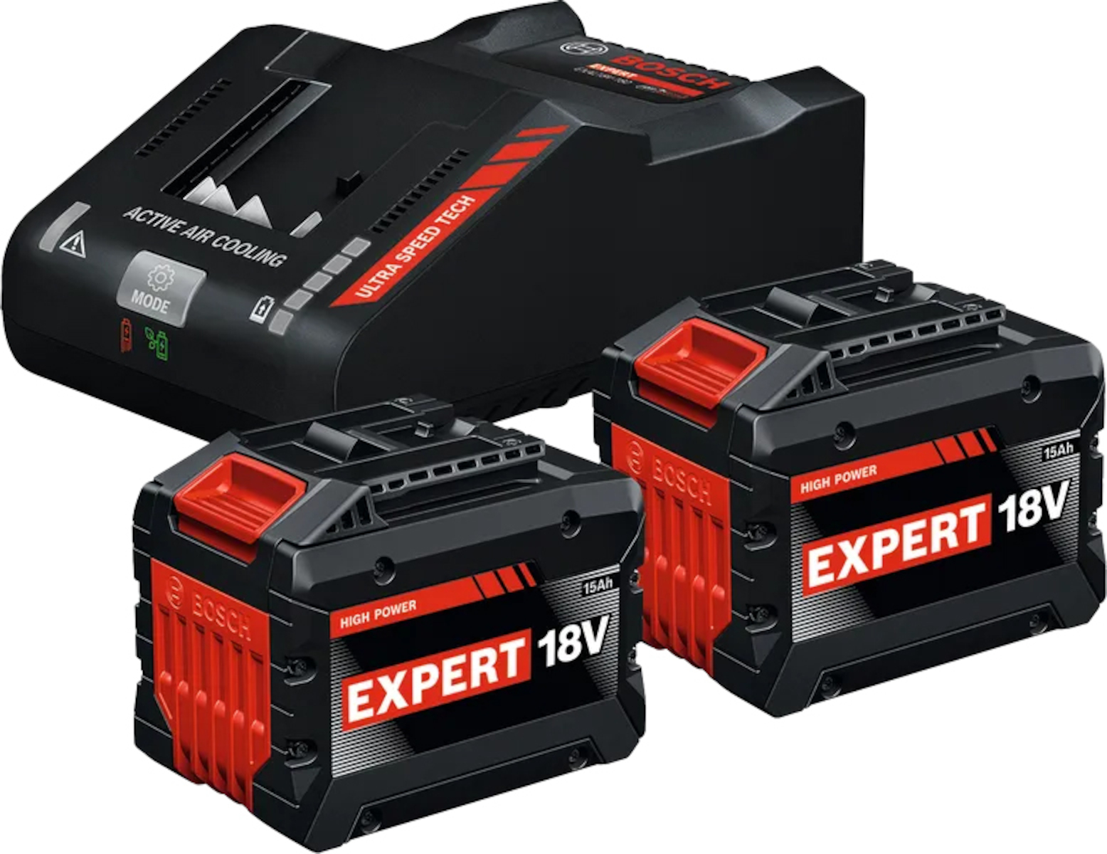 Akku Bosch EXPERT EXBA; 18 V; 2x15 Ah; 2 kpl.+ latauslaite