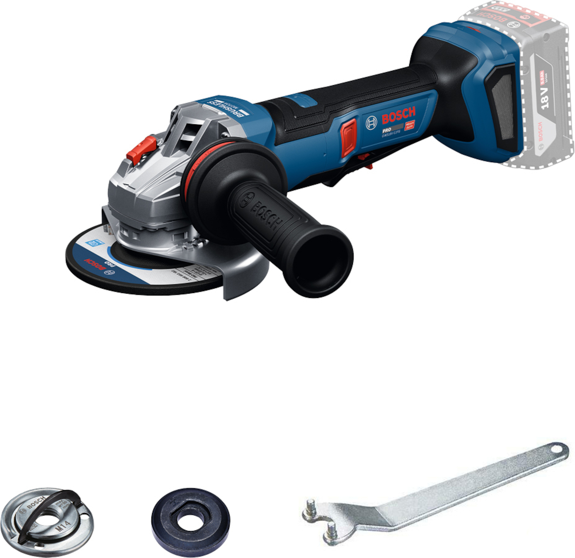 Kulmahiomakone Bosch GWS18V-11PS; 18 V; 125 mm (ilman akkua ja laturia)